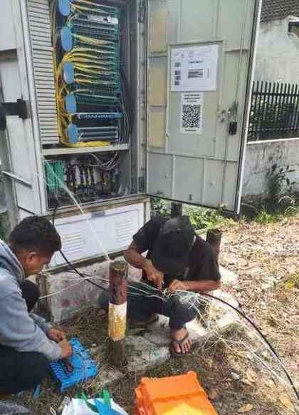 Terminasi kabel optik di kabinet, Medan Petisah